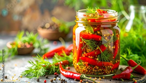 Pickled Chili Peppers with Herbs