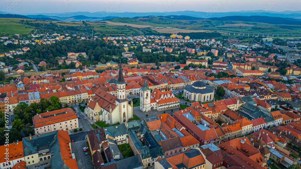 Fototapeta premium Sunset panorama view of Levoca, Slovakia