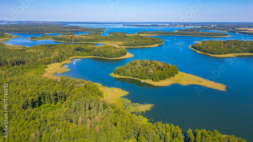 Quadro su tela Panorama view of Masurian lakes in Poland