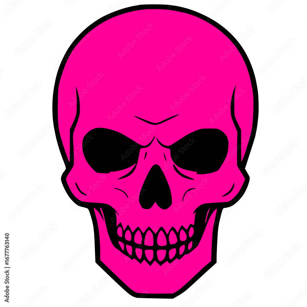 Fototapeta premium pink, black skull icon logo, tattoo, sticker halloween isolated background