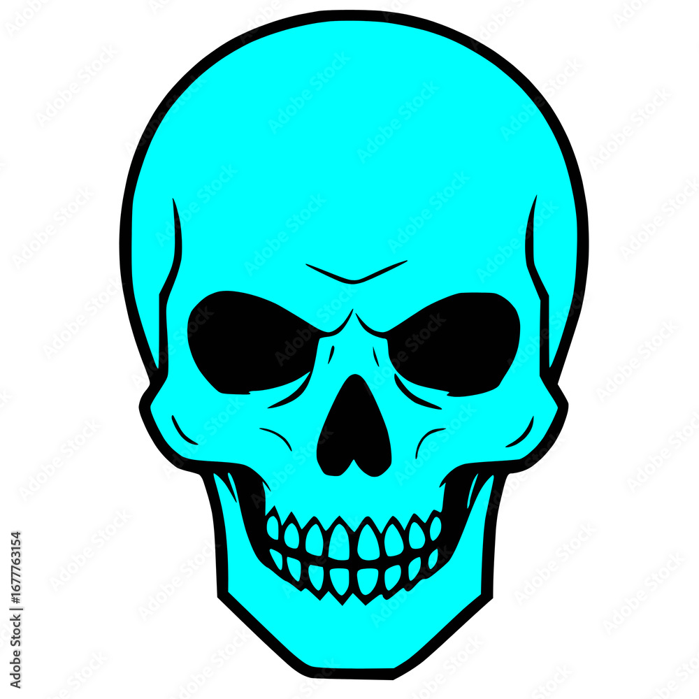 Fototapeta premium blue, black Skull icon logo, tattoo, sticker halloween transparent background