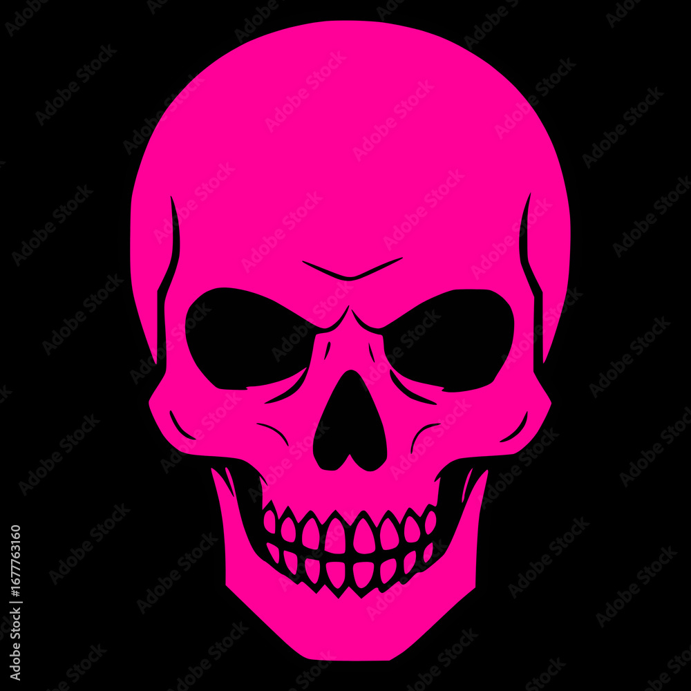 Fototapeta premium pink, black skull icon logo, tattoo, sticker halloween isolated background