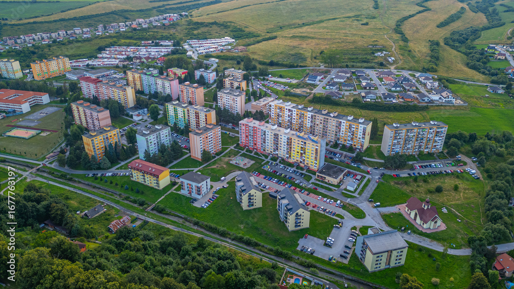 Fototapeta premium Panorama view of a suburb of Levoca, Slovakia