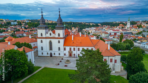 Wallpaper Mural Sunset view of Saint Prokop basilica in Trebic in Czech republic Torontodigital.ca
