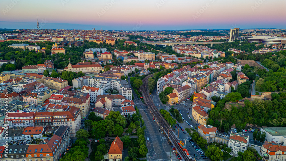 Fototapeta premium Panorama view of Nusle in Prague, Czech republic