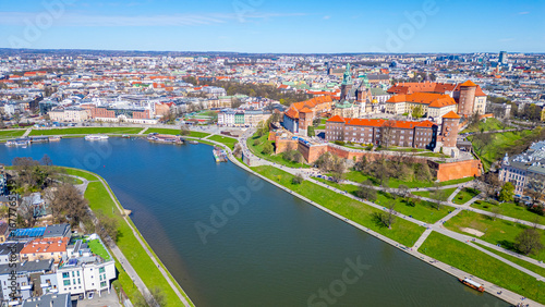Aerial view of the Wawel castle in the polish city Krakow/Cracow