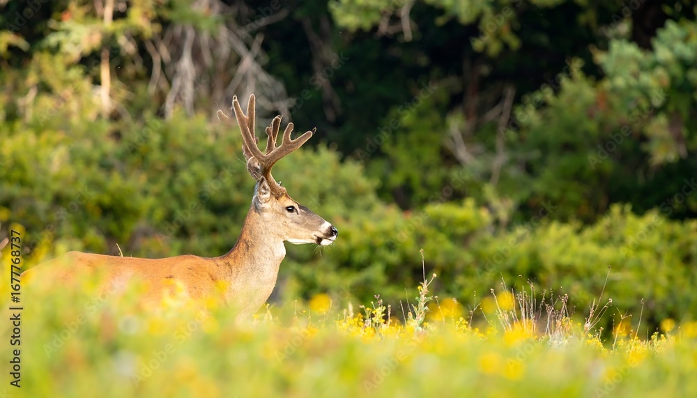 Fototapeta premium Deer in meadow sunlight