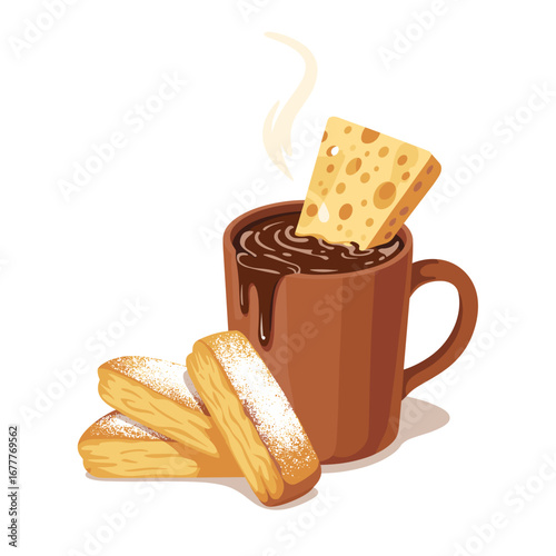 Chocolate Caliente Colombiano con Queso y Pan