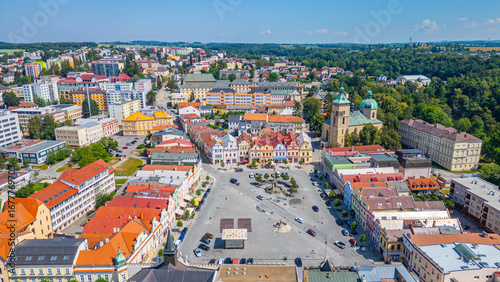 Panorama view of Havlickuv Brod and Church of the Assumption of