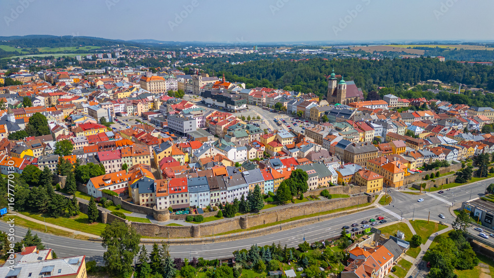 Obraz premium Panorama view of Czech town Jihlava