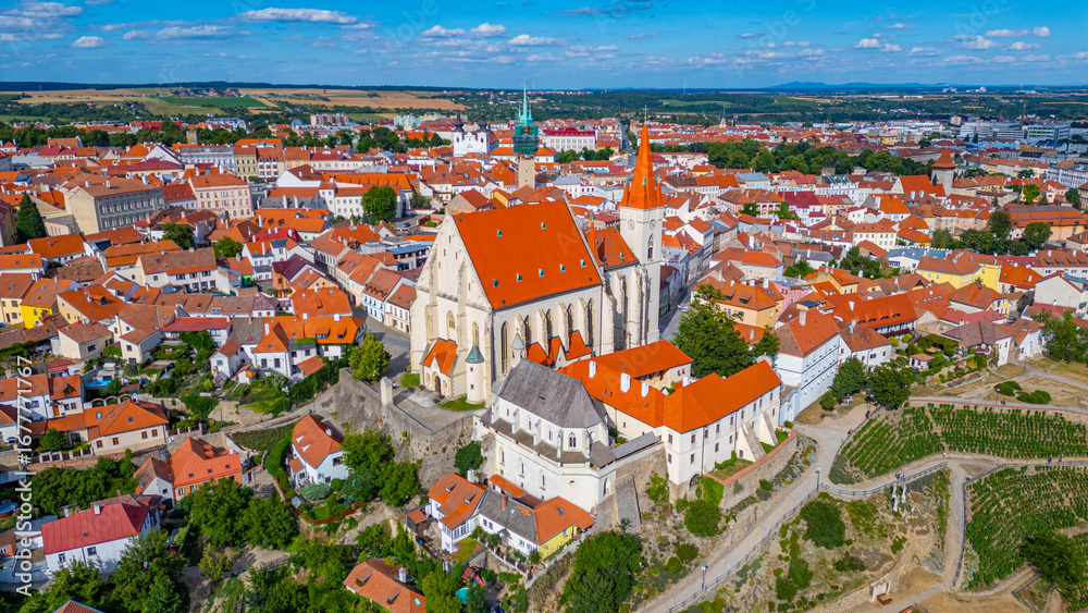 Naklejka premium Panorama view of the old town of Znojmo, Czech republic
