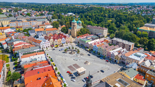 Panorama view of Havlickuv Brod and Church of the Assumption of