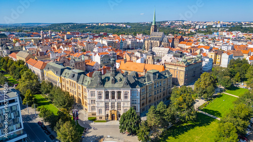 Schilderij op canvas Panorama of the old town of Pilsen, Czech republic