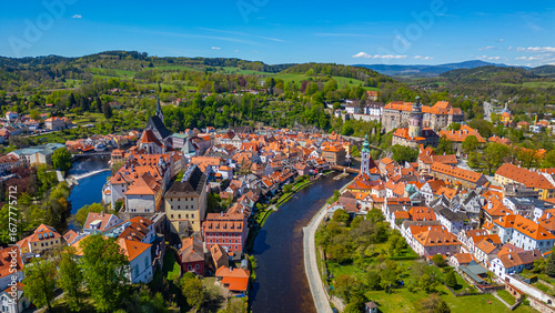 Panorama view of Cesky Krumlov in Czech republic