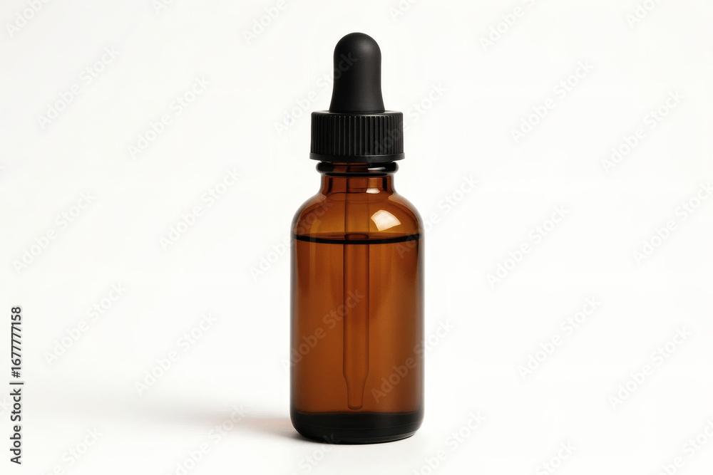 Fototapeta premium Amber dropper bottle isolated