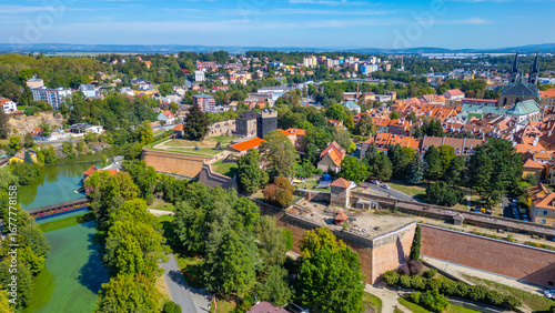 Cityscape of Cheb with castle in Czech republic