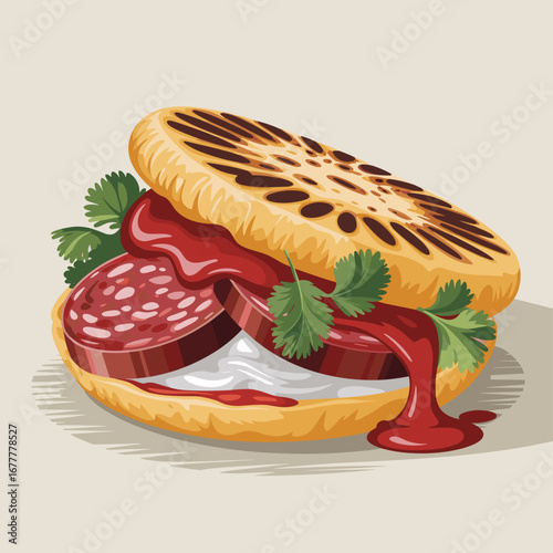 Arepa Rellena con Chorizo y Queso Colombiana