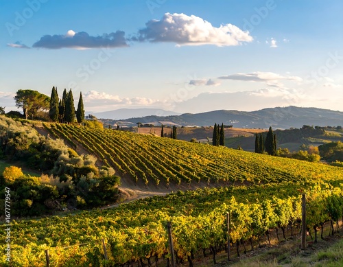 Tuscan Vineyard Sunset View (1)