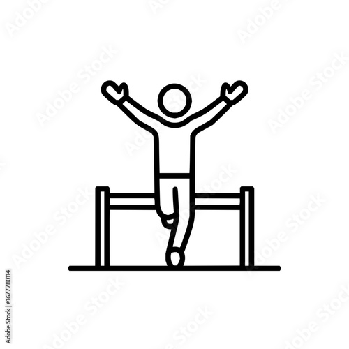 Hurdle race olympics sport vector icon athletics competition success victory celebration athlete jumping 100m event