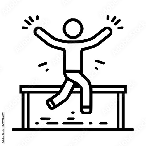 Man jumping over obstacle vector illustration success concept achievement goal reaching business challenge 100