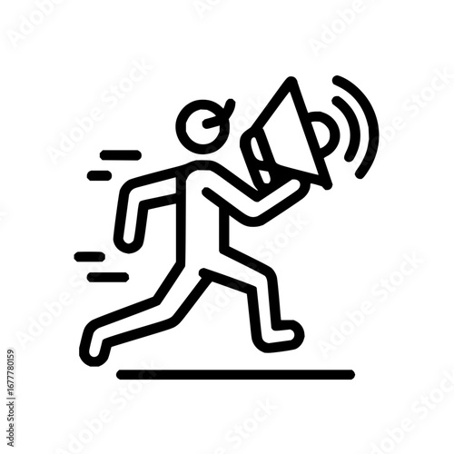 Running announcement icon vector illustration for marketing campaign and communication strategy design