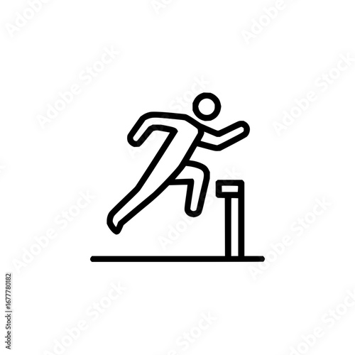 Hurdle race athlete icon vector illustration for sports competition and athletic event design 100m sprint