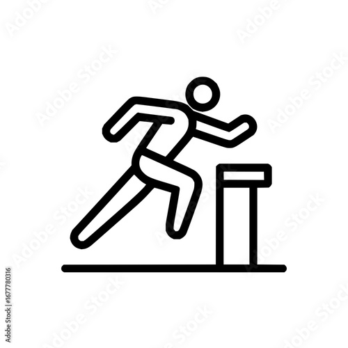 Athlete hurdle jump sport competition icon vector illustration olympic games hurdle race athletic training exercise