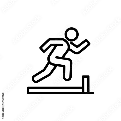 Running athlete icon vector illustration symbol of sport activity race competition and hurdle challenge design