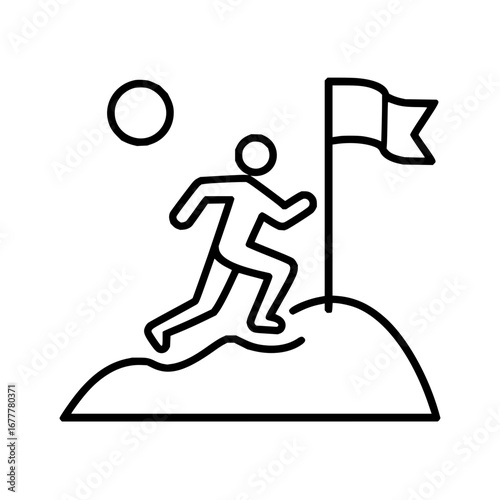 Man running towards flag on top of hill vector illustration achievement and success concept 100 char