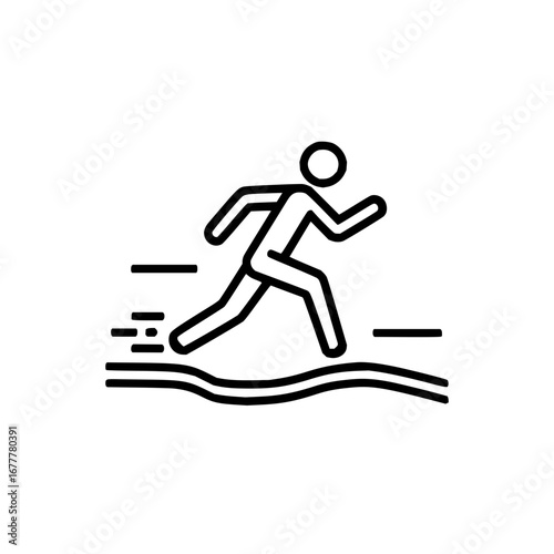 Running man icon vector illustration for sport marathon race fitness and health concept fast runner silhouette design
