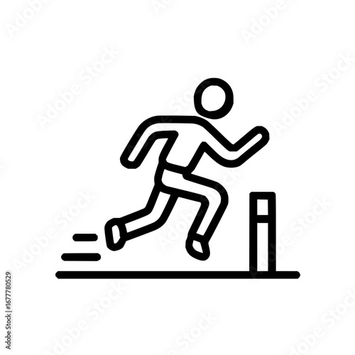 Running hurdle race icon vector illustration for sports competition and athletic event design element concept