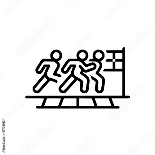 Running competition vector illustration for race event marathon sprint and finish line sport activity design