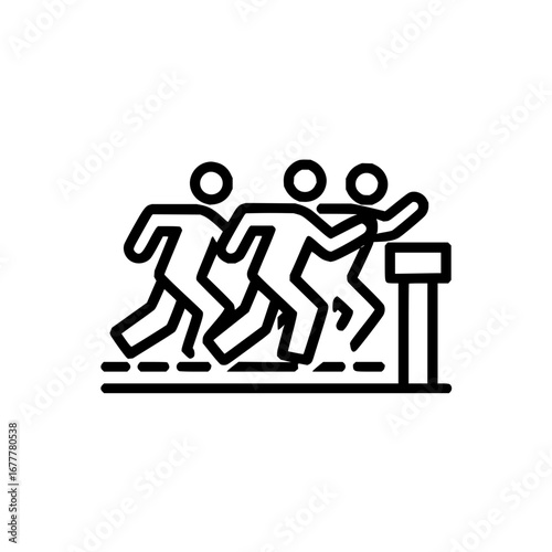 Marathon runners vector icon for sports competition event race and athletic team design element illustration