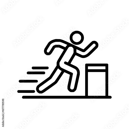 Athletic hurdle race icon vector illustration showing a runner jumping obstacle for website and graphic design