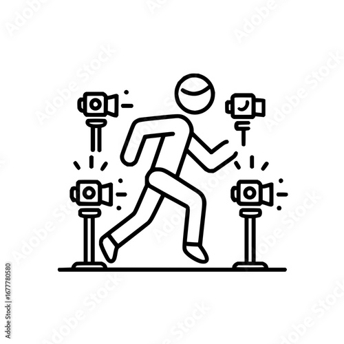 Person running from cameras vector image for surveillance and security systems concept illustration design use case