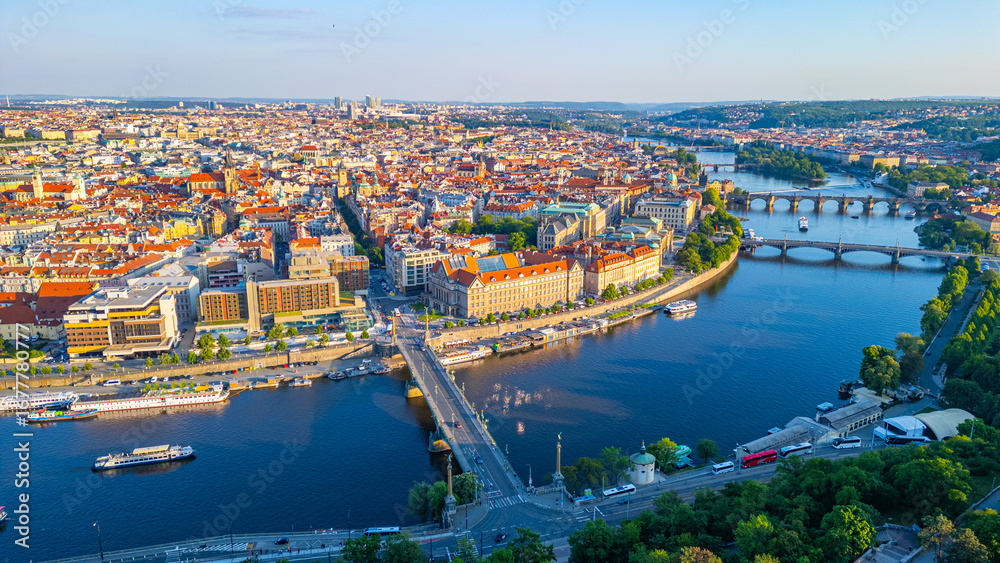 Obraz premium Vltava river viewed from Letna in Prague, Czech republic