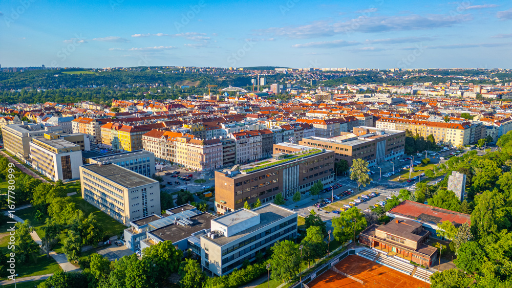 Fototapeta premium Panorama view of Letna in Prague, Czech Republic