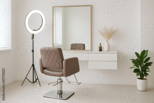 Modern hair salon chair interior
