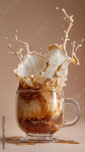 Wallpaper Mural Splash of milk pouring into coffee in mid-air, frozen motion close-up with creamy swirl, beverage and breakfast concept Torontodigital.ca