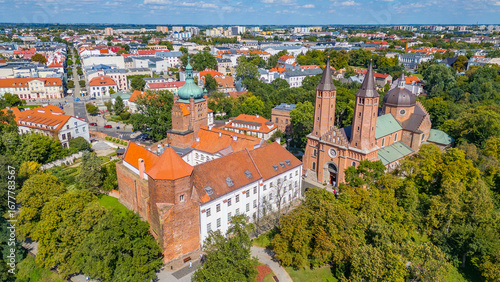 Photos Panorama view of the cathedral in Plock, Poland