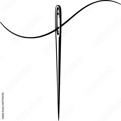Needle and Thread Vector Illustration Art for Sewing Projects
