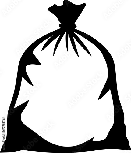 Black Trash Bag Silhouette Vector for Waste Management and Environment
