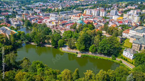 Vászonkép Panorama view of Havlickuv Brod and ponds in Czech republic