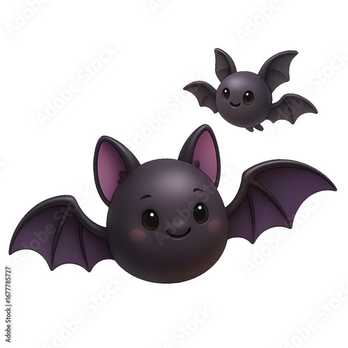 3D Cute cartoon bats with transparency background