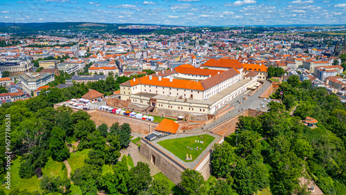 Fotografie Panorama of Brno with Spilberk, Czech republic