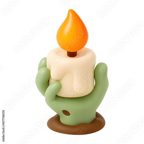 3D Spooky Hand Holding Candle 3D Render