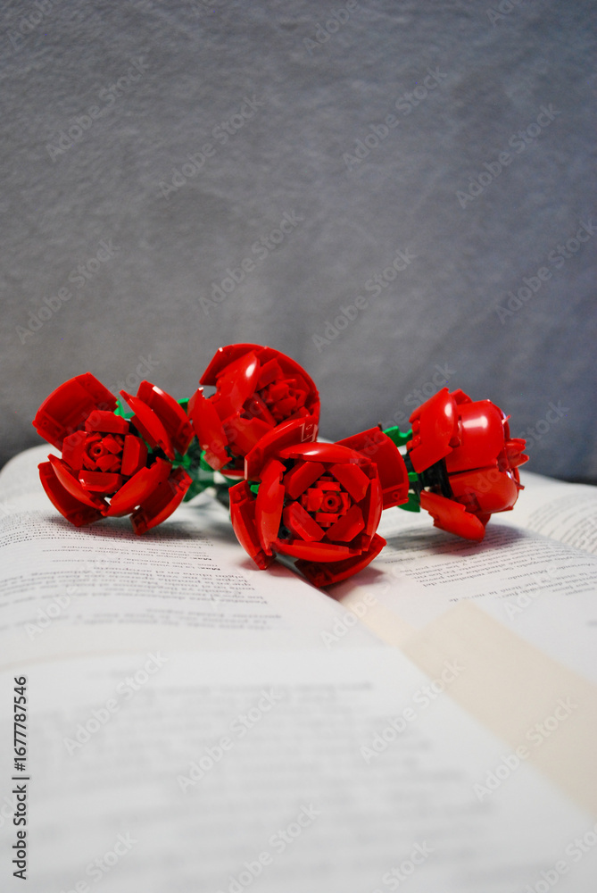 Fototapeta premium Book with lego roses 