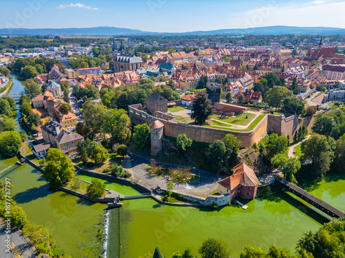 Cityscape of Cheb with castle in Czech republic