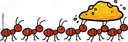 A Team of Ants Carrying a Giant Crumb
