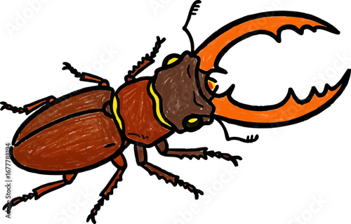 A Wide Stag Beetle Stretching its Jaws
